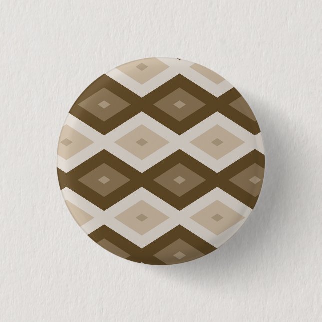 Shades of brown diamond pattern 1 inch round button (Front)