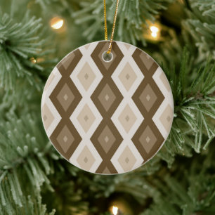 Shades of brown diamond pattern ceramic ornament