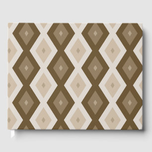 Shades of brown diamond pattern guest book