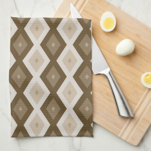 Shades of brown diamond pattern kitchen towel