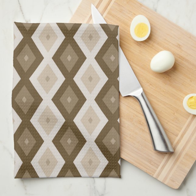 Shades of brown diamond pattern kitchen towel (Quarter Fold)