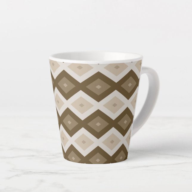 Shades of brown diamond pattern latte mug (Right Angle)