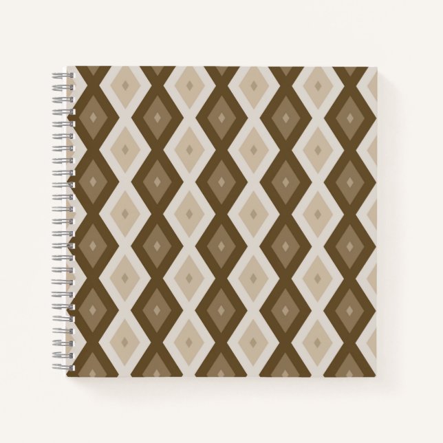 Shades of brown diamond pattern notebook (Front)
