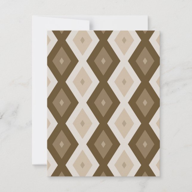 Shades of brown diamond pattern RSVP card (Front)