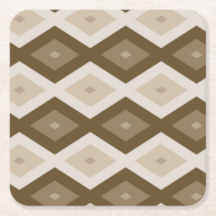Shades of brown diamond pattern square paper coaster