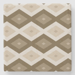 Shades of brown diamond pattern stone coaster