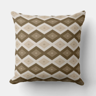Shades of brown diamond pattern throw pillow