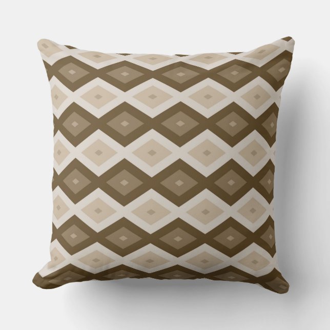 Shades of brown diamond pattern throw pillow (Front)