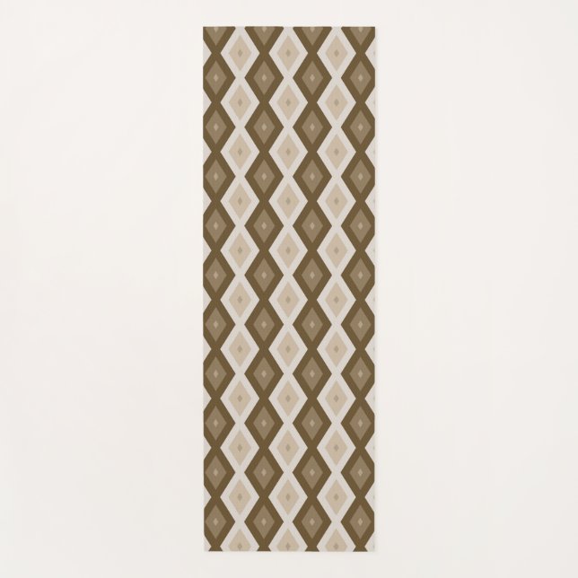 Shades of brown diamond pattern yoga mat (Front)