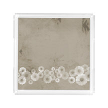 Shades of Brown Flowers Square Acrylic Tray