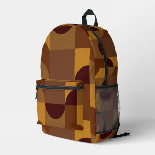 Shades of brown geometric shapes pattern printed backpack