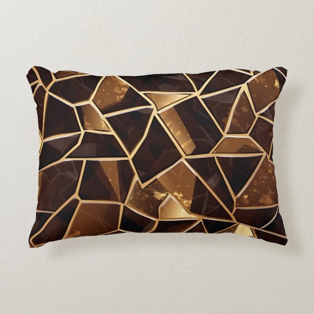 SHADES OF BROWN & GOLD MOSAIC CHIP PATTERNS ACCENT PILLOW (Front)