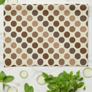 Shades of Brown Polka Dots by Shirley Taylor Kitchen Towel