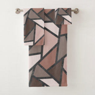 Shades of brown stained glass pattern bath towel set