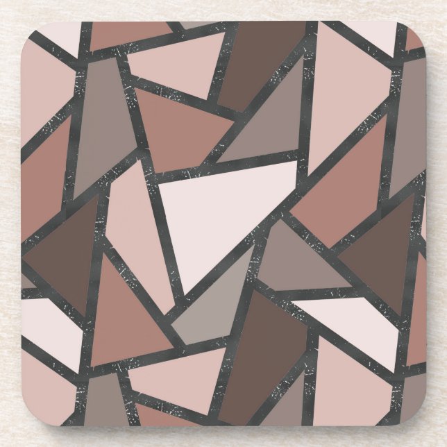 Shades of brown stained glass pattern coaster (Front)