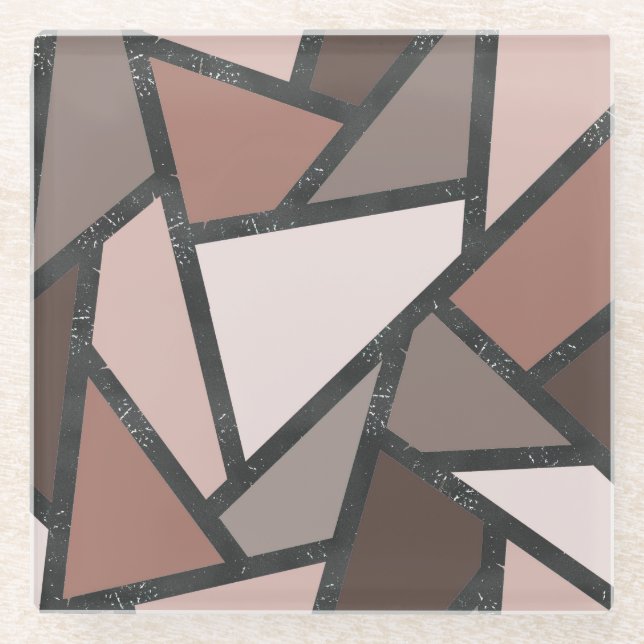 Shades of brown stained glass pattern coaster (Front)