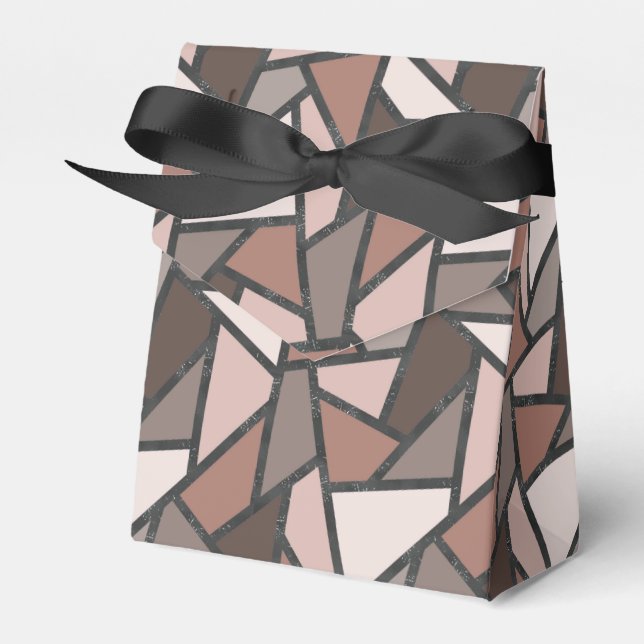 Shades of brown stained glass pattern favor box (Front Side)