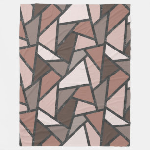 Shades of brown stained glass pattern fleece blanket