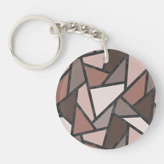 Shades of brown stained glass pattern keychain (Front)