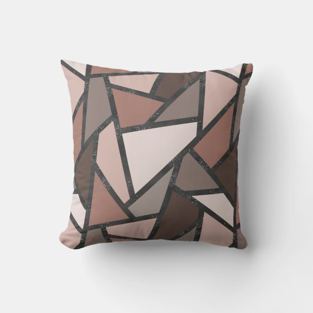 Shades of brown stained glass pattern throw pillow (Front)