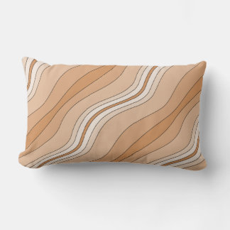 Shades of Brown Striped Wave Repeat Pattern Lumbar Pillow