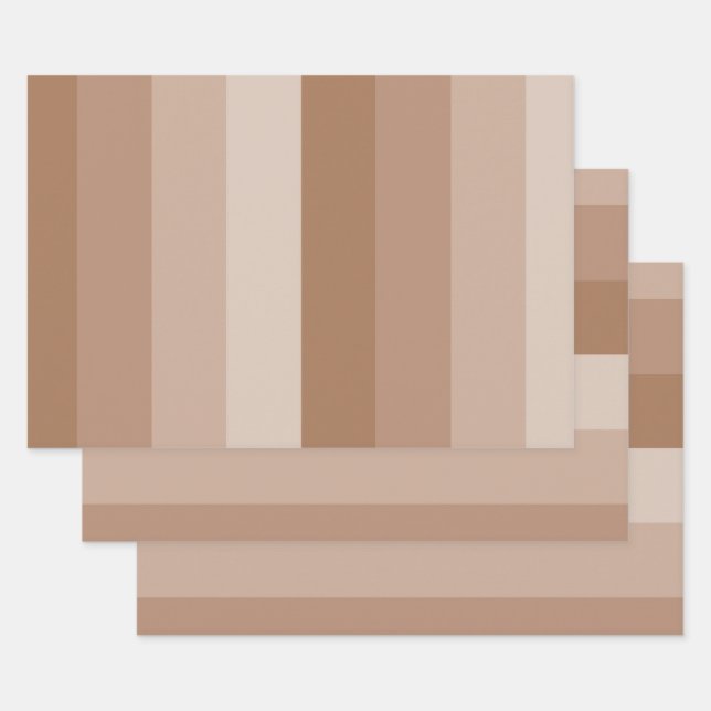 Shades of Brown Stripes Wrapping Paper Sheet (Set)