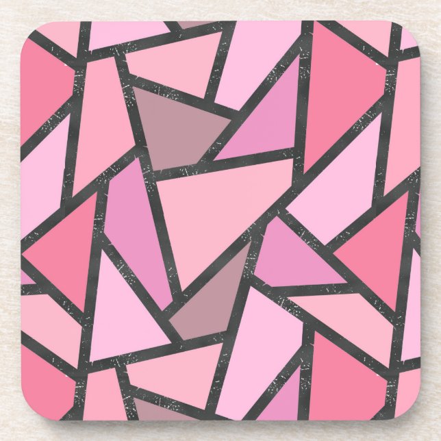 Shades of coral stained glass pattern coaster (Front)