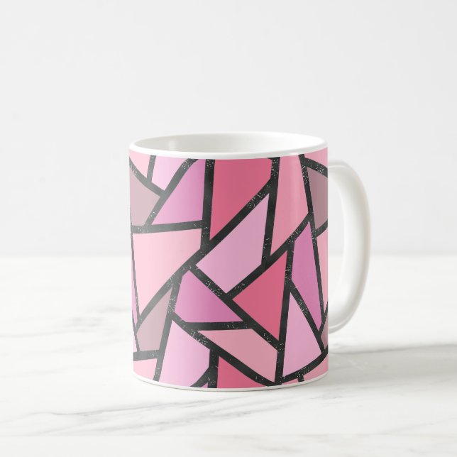 Shades of coral stained glass pattern coffee mug (Front Right)