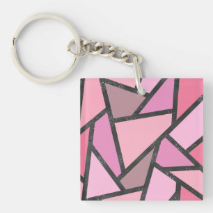 Shades of coral stained glass pattern keychain