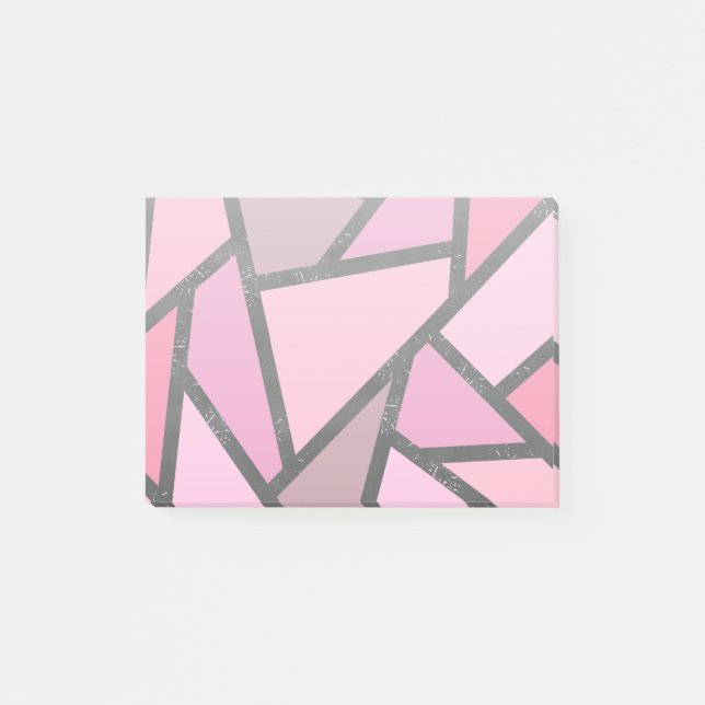 Shades of coral stained glass pattern post-it notes (Front)