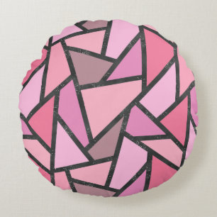 Shades of coral stained glass pattern round pillow