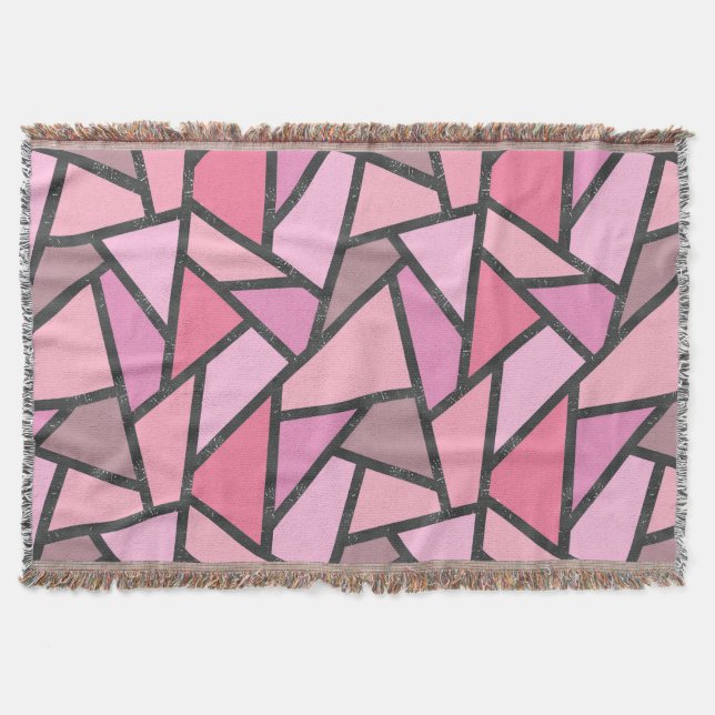 Shades of coral stained glass pattern throw blanket (Front)