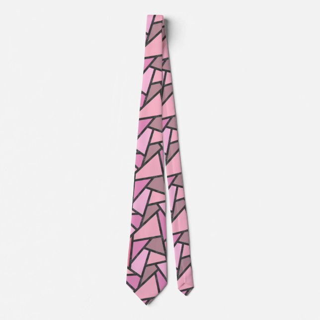 Shades of coral stained glass pattern tie (Front)