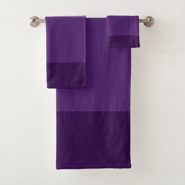 Shades of Dark and Light Purple Stripes Bath Towel Set (Insitu)