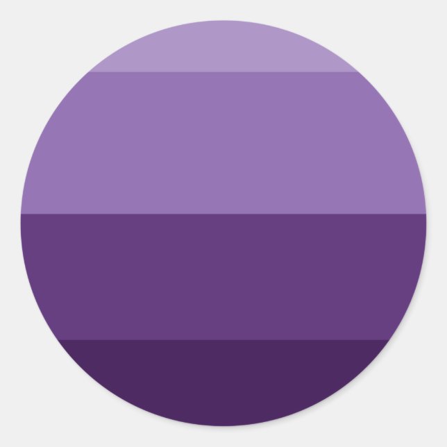 Shades of Dark and Light Purple Stripes Party Classic Round Sticker (Front)