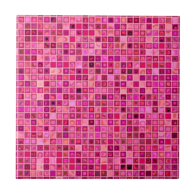 Shades Of Dark Pink 'Watery' Mosaic Tile Pattern (Front)