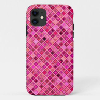 Shades Of Dark Pink 'Watery' Mosaic Tile Pattern iPhone 11 Case