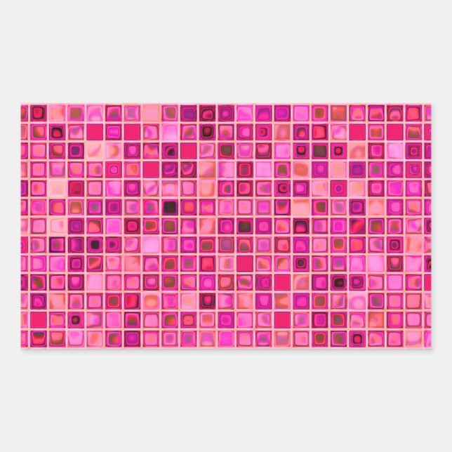 Shades Of Dark Pink 'Watery' Mosaic Tile Pattern Sticker (Front)