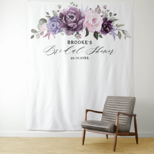 Shades of Dusty Purple Blooms Moody Bridal Shower  Tapestry