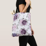 Shades of Dusty Purple Blooms Moody Floral Tote Bag<br><div class="desc">Elegant and modern floral midsummer wedding tote bag features a bouquet of watercolor roses peonies in shades of purple plum, dusty rose, dusty pink , mauve, sage with lush green botanical leaves and eucalyptus. Please find more matching designs and variations from my "blissweddingpaperie" store. And feel free to contact me...</div>