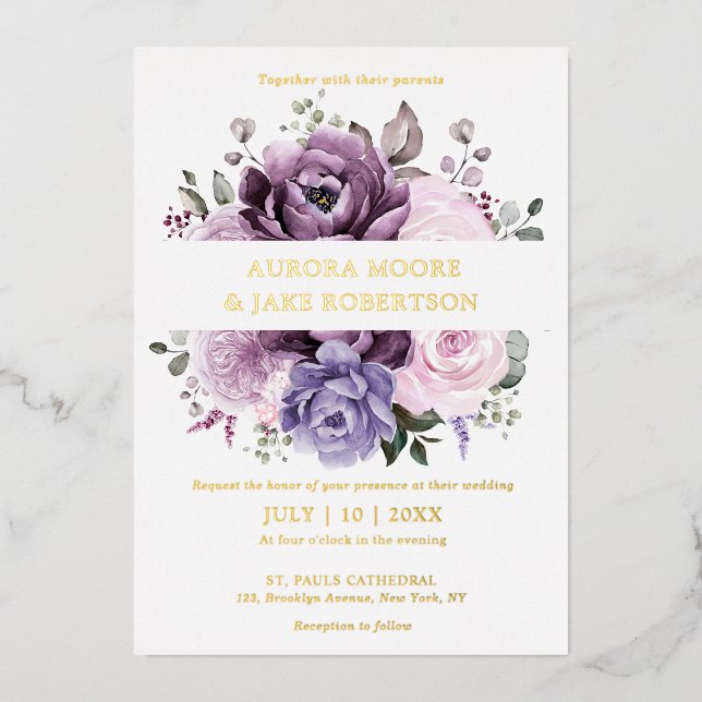 Shades of Dusty Purple Blooms Moody Floral Wedding (Front)