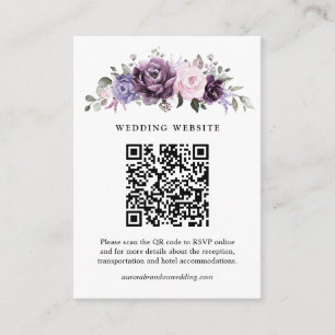 Shades of Dusty Purple Blooms Moody Floral Wedding Enclosure Card