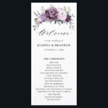 Shades of Dusty Purple Blooms Moody Floral Wedding Program<br><div class="desc">Elegant and modern floral midsummer wedding program features a bouquet of watercolor roses peonies in shades of purple plum, dusty rose, dusty pink , mauve, sage with lush green botanical leaves and eucalyptus. Please find more matching designs and variations from my "blissweddingpaperie" store. And feel free to contact me for...</div>