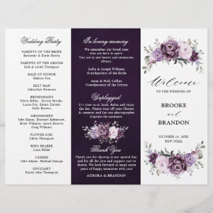 Shades of Dusty Purple Blooms Programme de mariage