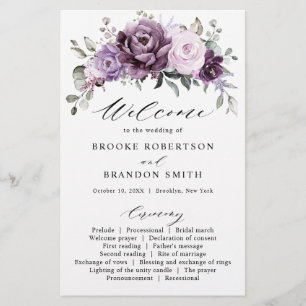 Shades of Dusty Purple Blooms Programme de mariage
