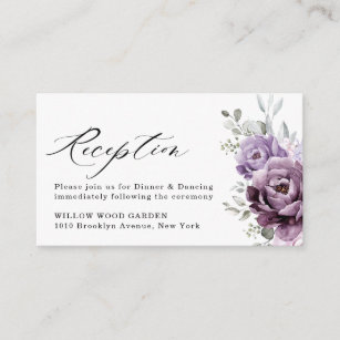 Shades of Dusty Purple Blooms Wedding Reception Enclosure Card
