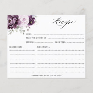 Shades of Dusty Purple Blooms Wedding Recipe card