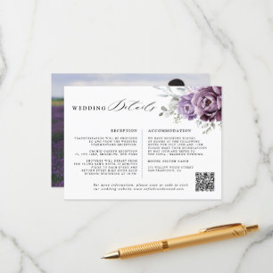 Shades of Dusty Purple Floral Wedding Details Enclosure Card