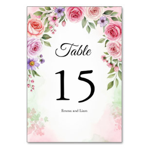Shades of Dusty Rose Botanical Table Number