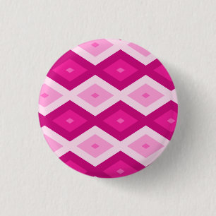 Shades of fuchsia diamond pattern 1 inch round button